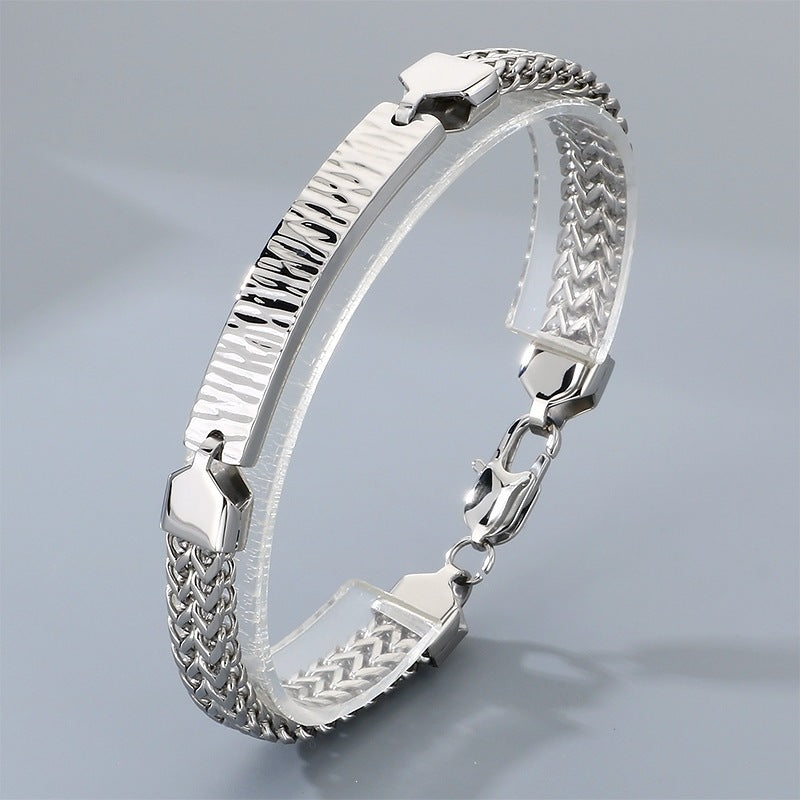 Style Titanium Steel Front & Back Chain Bracelet – Stainless Steel Curved Bar