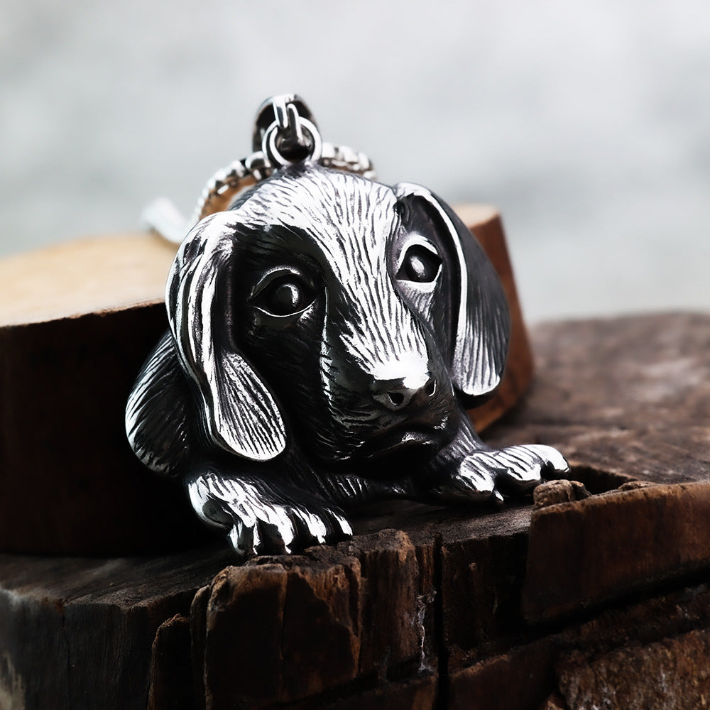 Vintage Pet Stainless Steel Men's Pendant Necklace