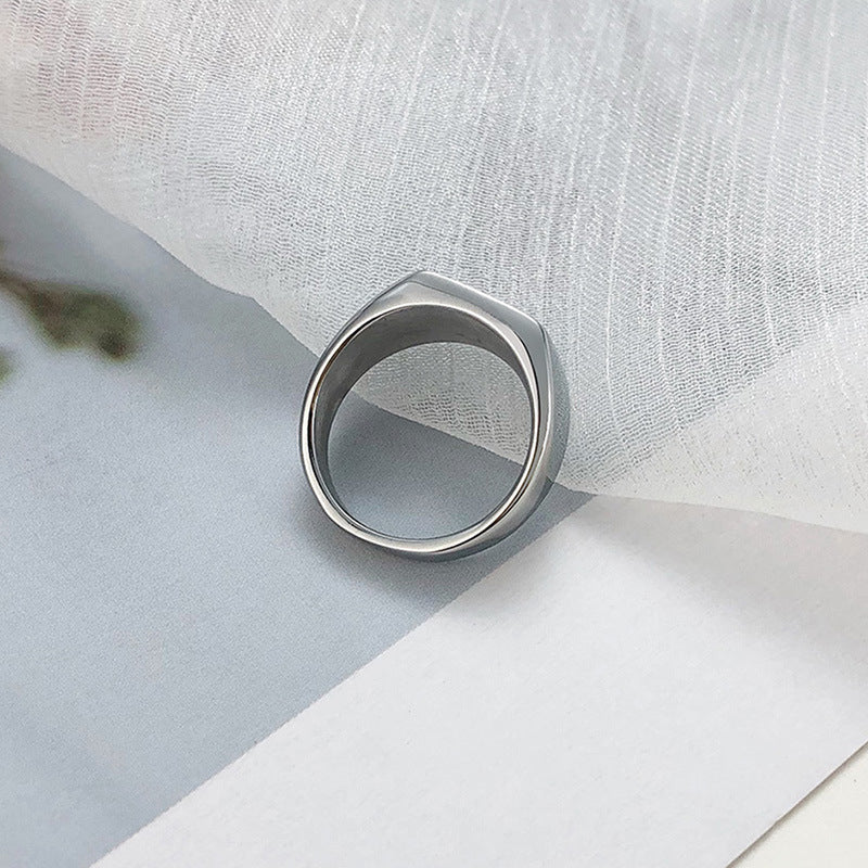 Stainless Steel Bare Body Square Ring Steel Gold Women's Jewelry