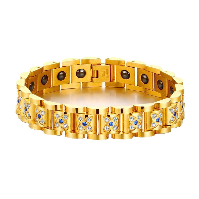 Titanium Steel Couple Bracelet Magnetic Stainless Steel Gold
