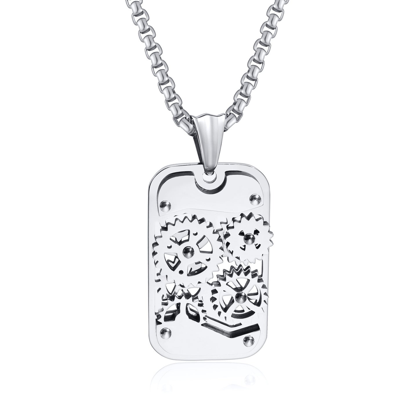 Stainless Steel Gear Pendant Titanium Steel Rotating Gear Necklace