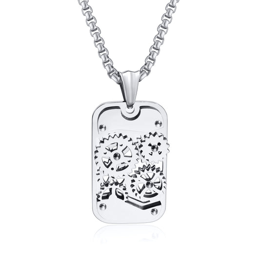 Stainless Steel Gear Pendant Titanium Steel Rotating Gear Necklace