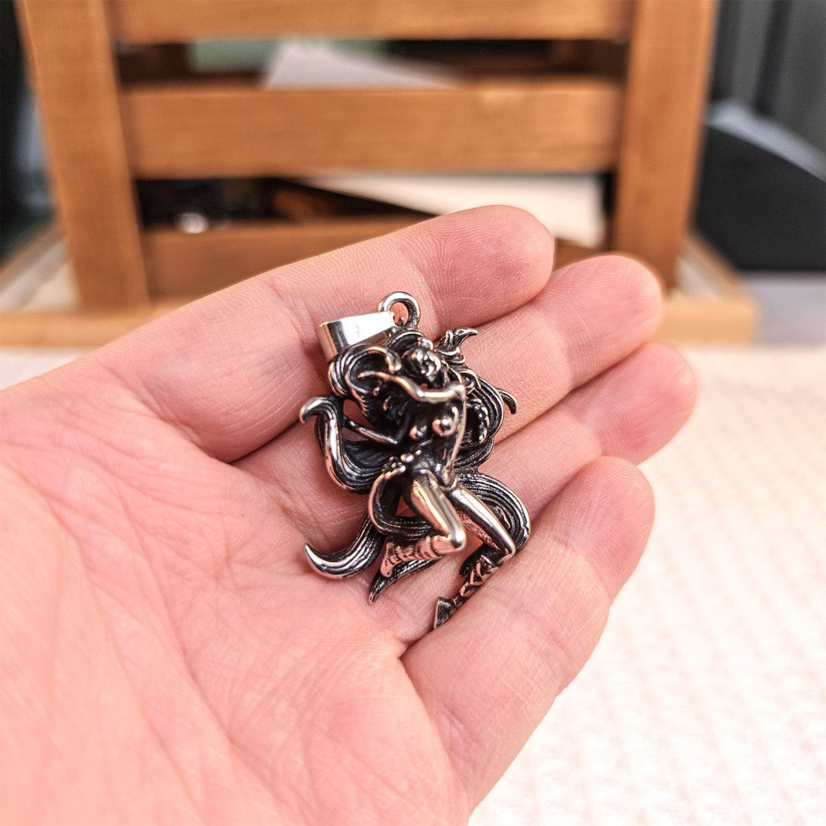 Cartoon Nine-Tailed Beautiful Fox Stainless Steel Pendant Men & Women Hip-Hop Rock Necklace