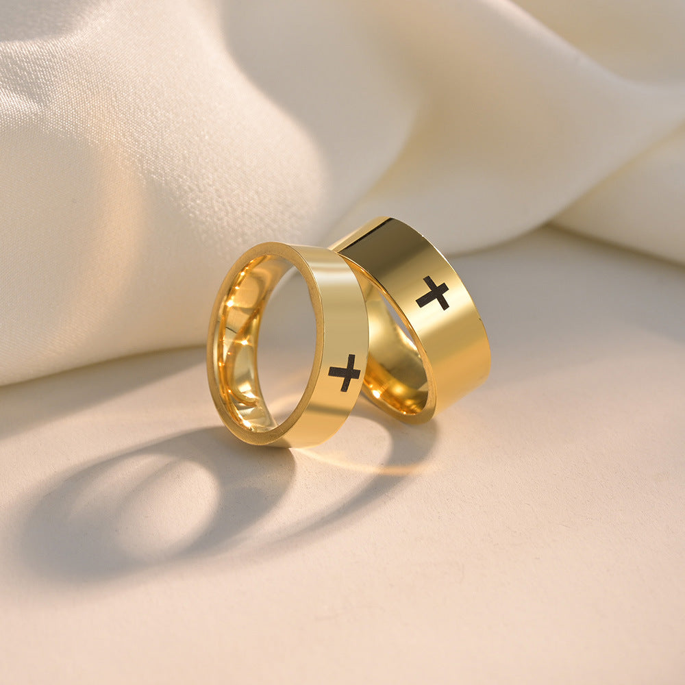 Planderful Everyday Genie Cross Stainless Steel Ring Unisex 6mm 8mm Protective Statement Jewelry