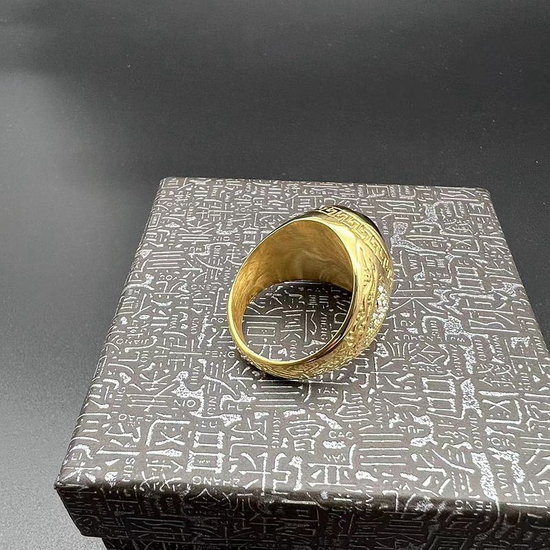 Planderful Hip Hop Ring Gold Plated Rhinestone Opal Stainless Steel For Men Bold Statement Accessory