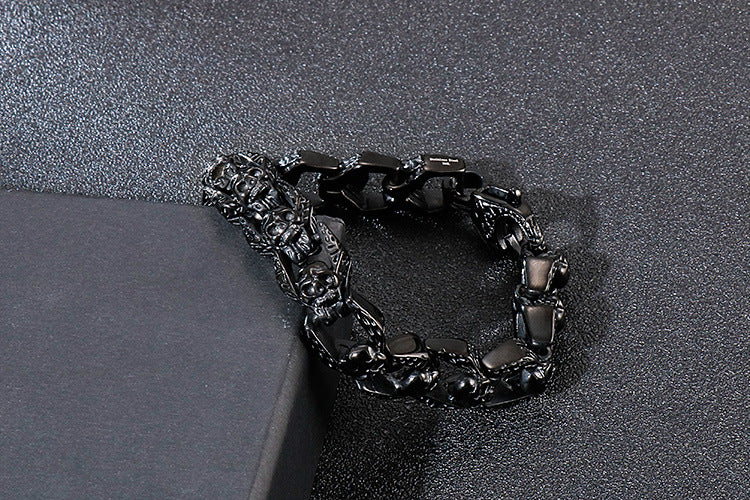 Planderful Skull Bracelet Men Titanium Steel Retro Style