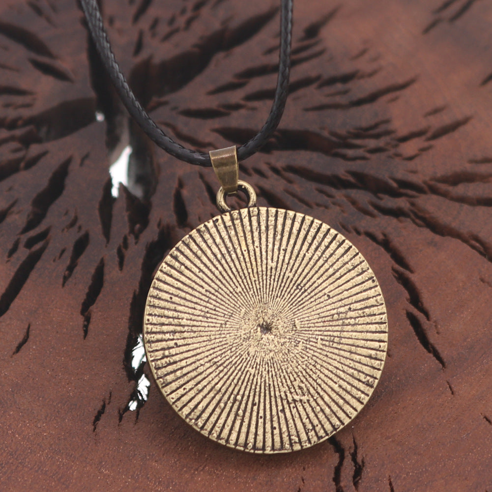 Norse Legacy Nordic Viking Compass Metal Pendant Necklace - Men's Nautical Accessories