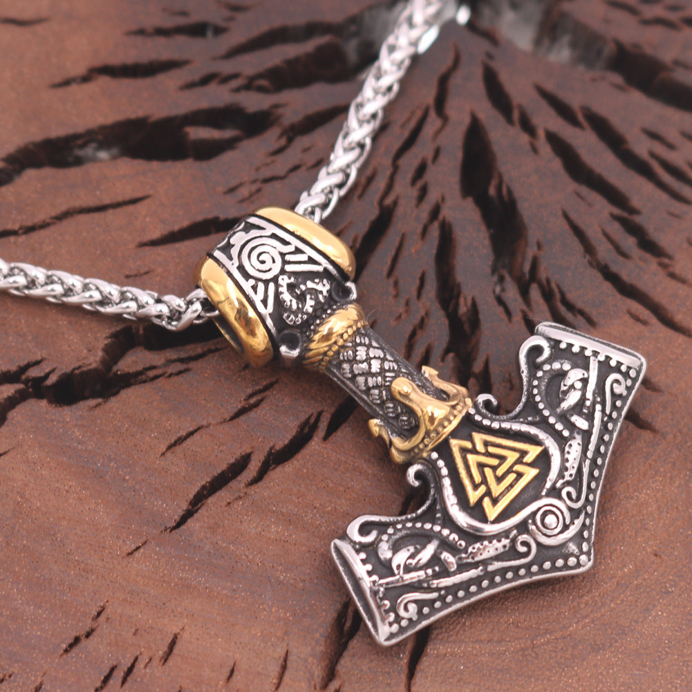 Norse Legacy Titanium Steel Pendant with Odin Rune Necklace - Men's Viking Jewelry