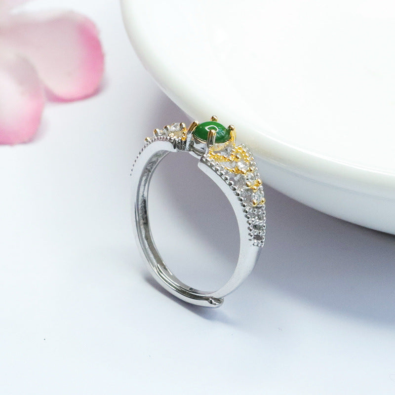 Emerald Emperor Sterling Silver Adjustable Ring from Fortune's Favor Collection with Hollow Two-Tone Design