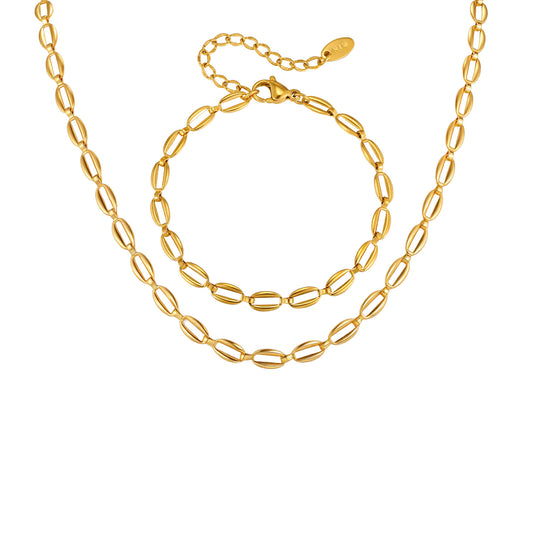 Stainless Steel Minimalist Style Design Sense Strap Chain Necklace Bracelet Dating Must