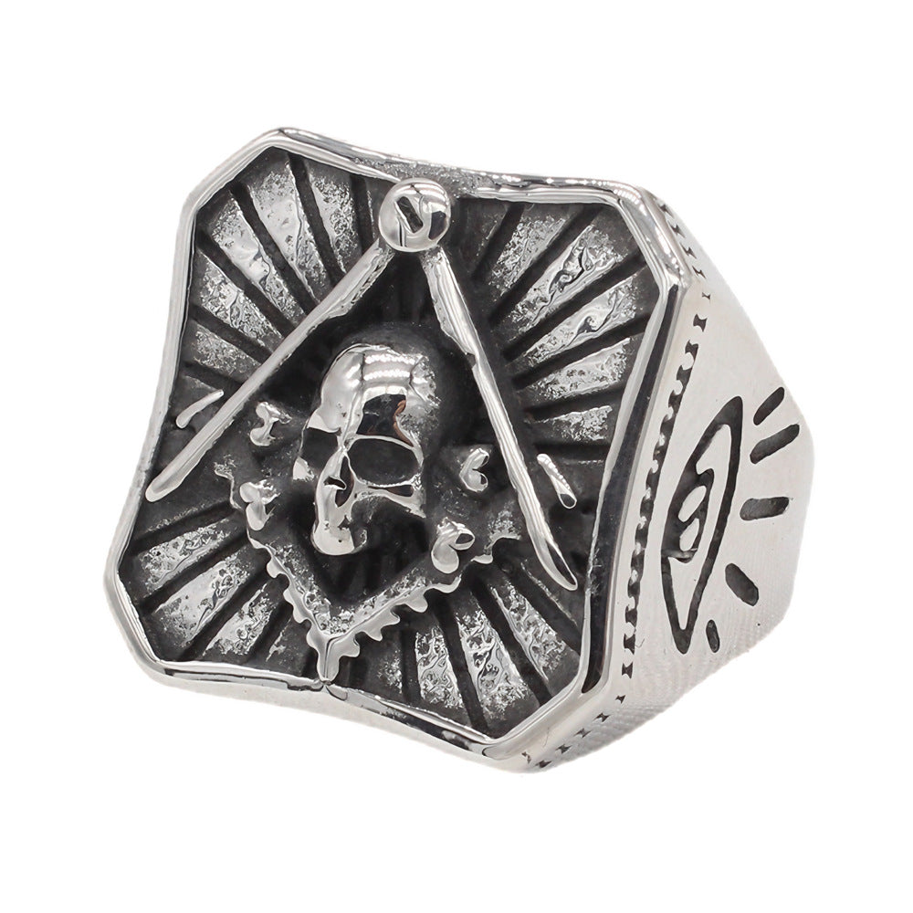 Planderful Titanium Skull Ring Unisex Durable Protective Statement for Men and Women Bold Retro Style