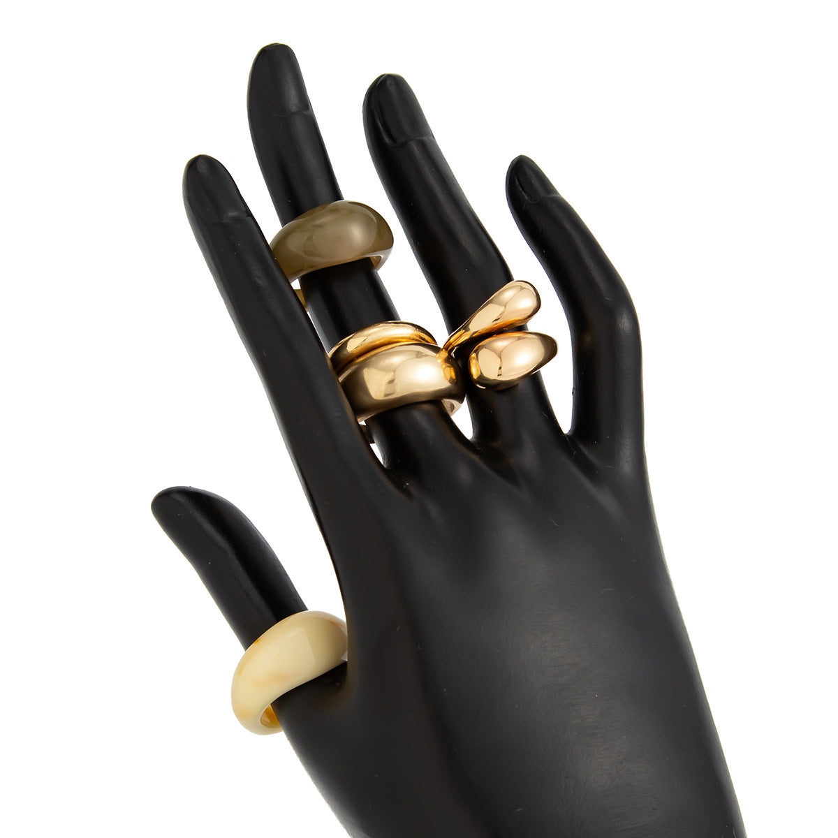 Planderful Geometric Landscape Ring Set With Resin Inlay Vienna Verve Collection Statement Jewelry For Women
