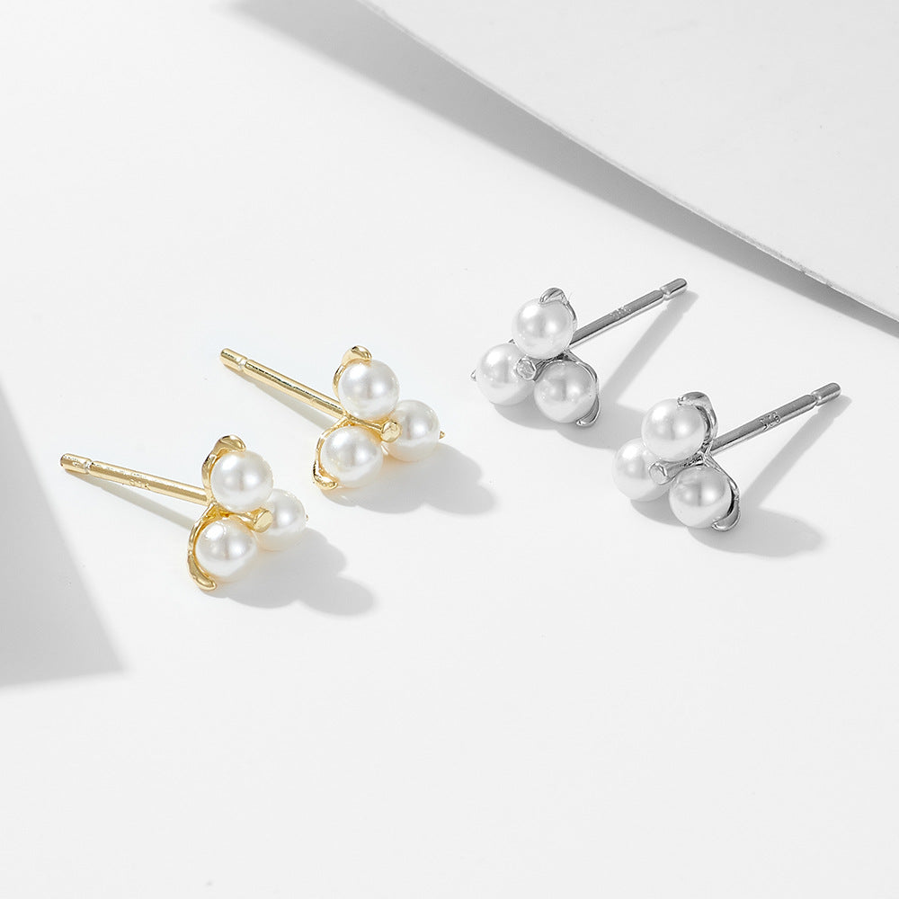 S925 Sterling Silver Pearl Stud Earrings