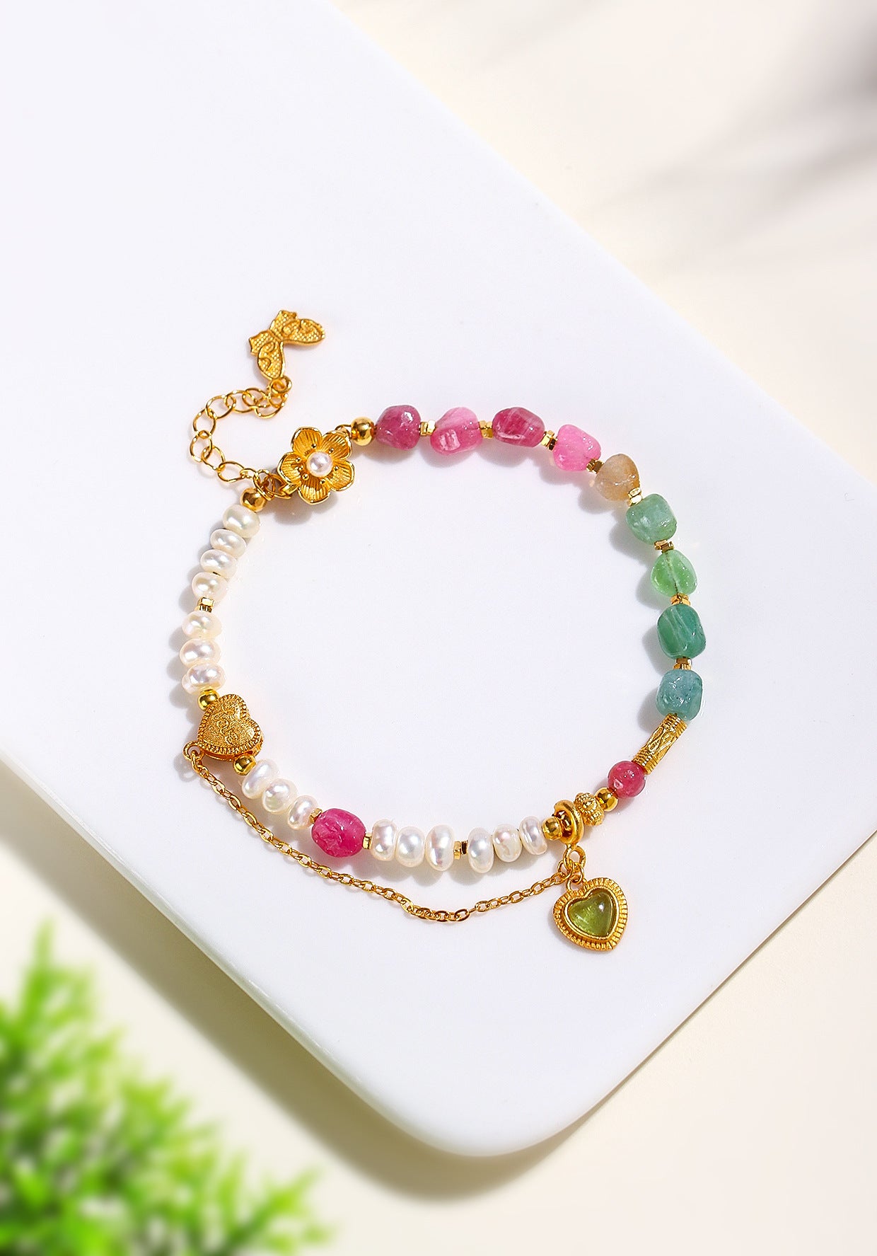 Planderful Fortune's Favor Bracelet – Elegant Freshwater Pearl and Tourmaline Design