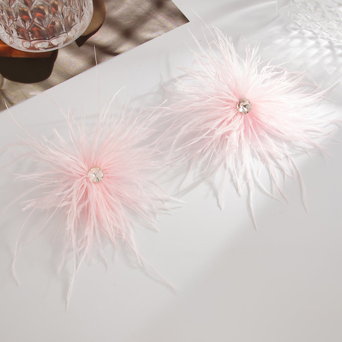 Planderful Vienna Verve Feather Flower Stud Earrings With Fluffy Zircon Accents For Trendsetting Fashion Lovers