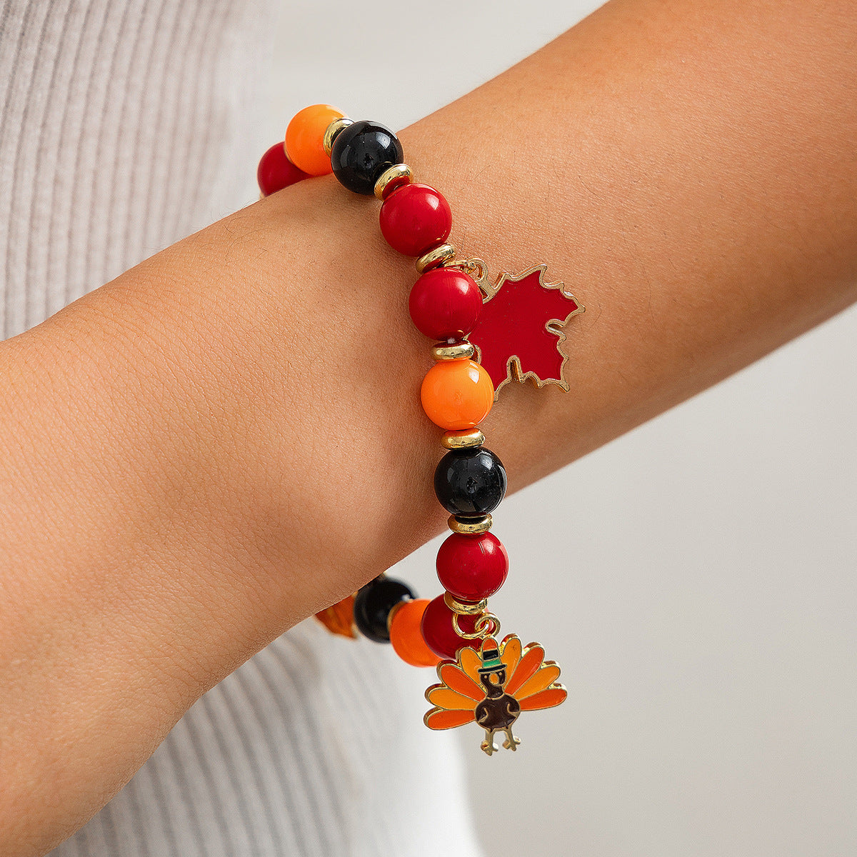 Planderful Thanksgiving Turkey Pendant Bracelet Personalized Letter Pumpkin Gift For Women