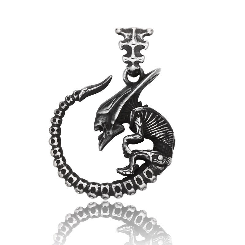 Alien Special-Shaped Titanium Steel Pendant – Stainless Steel Dragon-Shaped Pendant Necklace