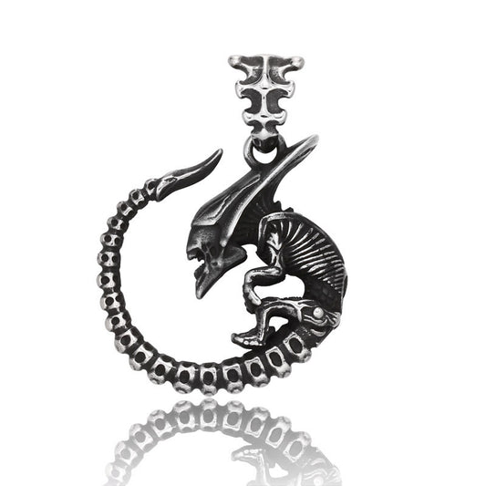 Alien Special-Shaped Titanium Steel Pendant – Stainless Steel Dragon-Shaped Pendant Necklace