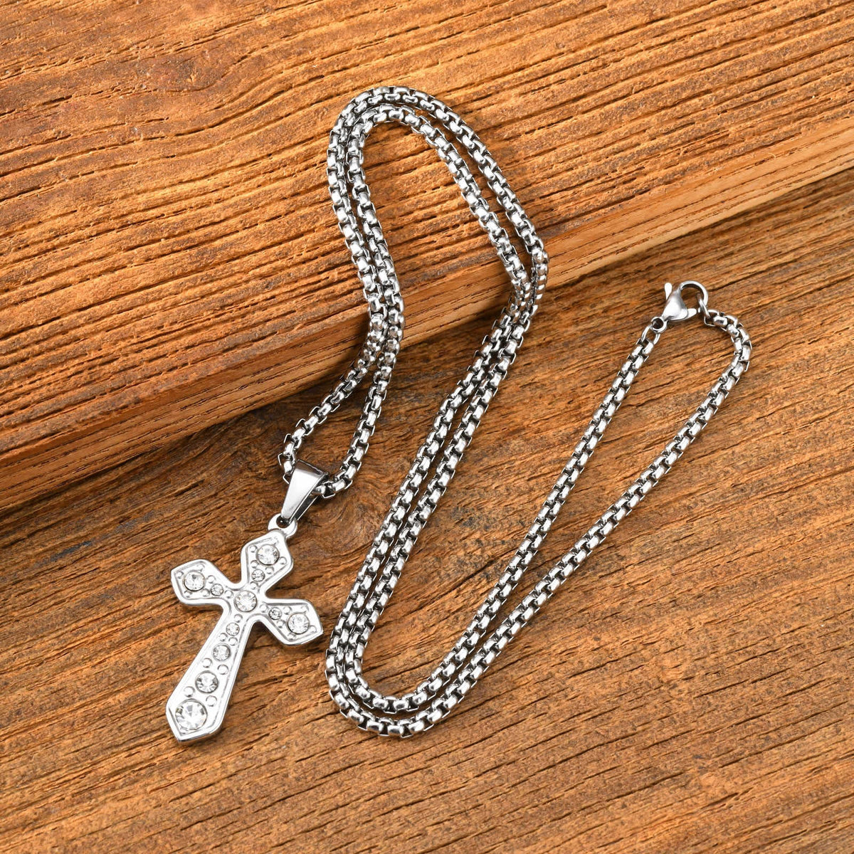 Cross Zircon Vintage Stainless Steel Pendant