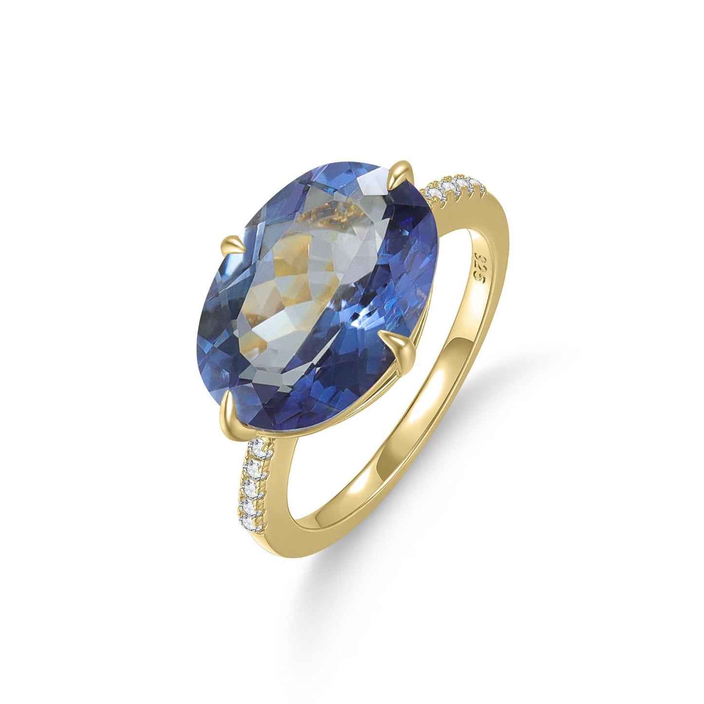 Ins Wind Candy Color Ring Large Carat S925 Silver Topaz Ring