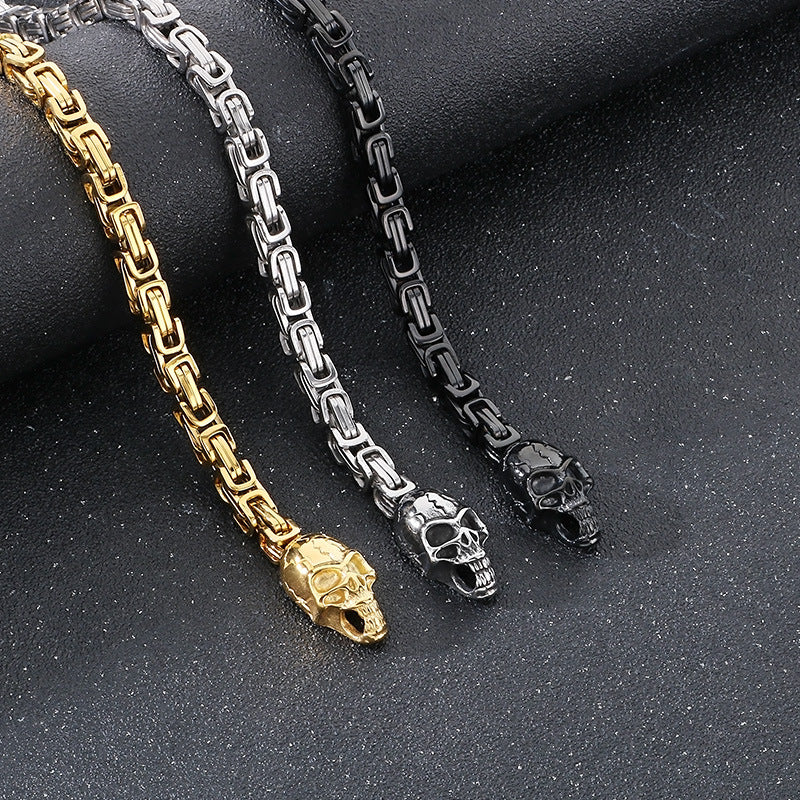 Planderful Titanium Steel Mens Ghost Skull Necklace Hip Hop