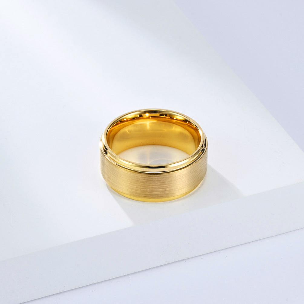 Planderful Tungsten Ring Gold Plated Unisex Minimal Band For Couples Mens Womens Jewelry