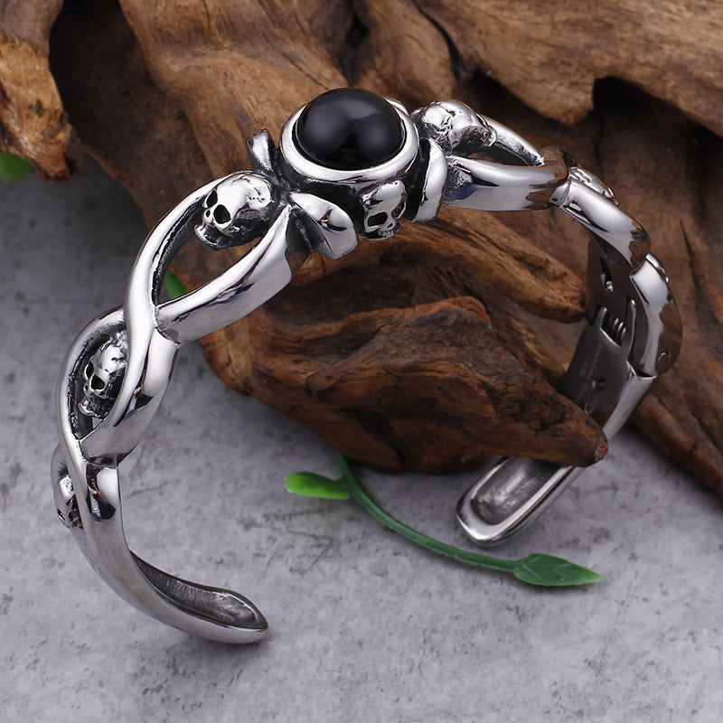 Titanium Steel Skull Men's Open Bracelet Men's