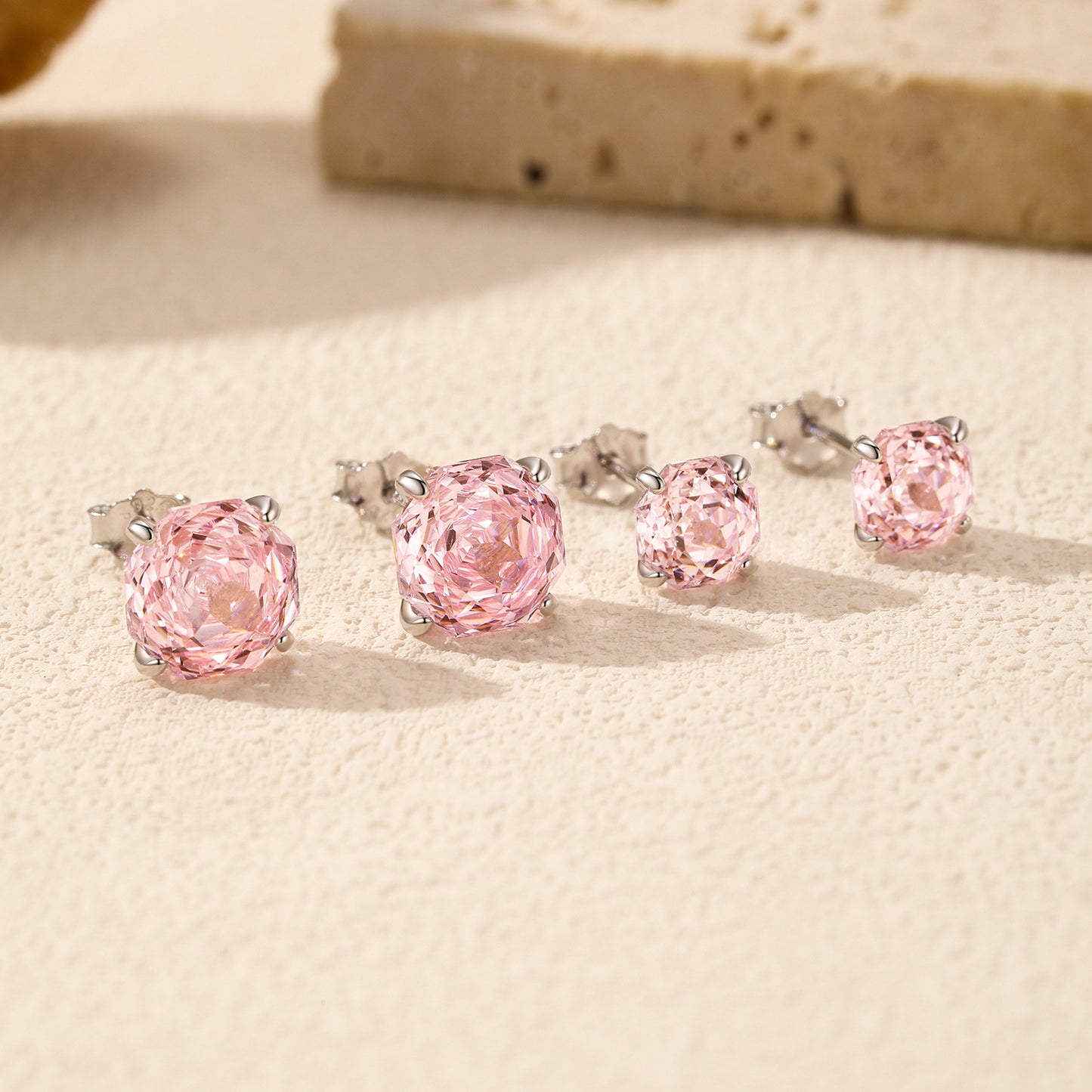 Planderful Everyday Genie Earrings – Elegant Pink Rose Cut Zircon Design