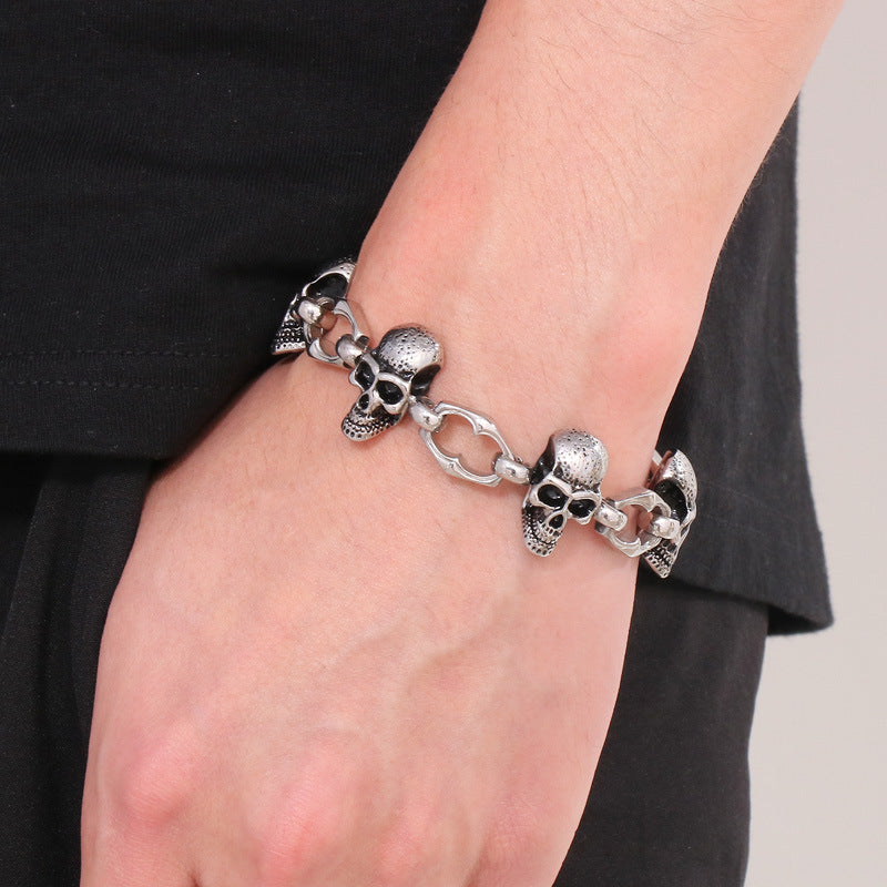 Design Fishtail Anchor – Punk Style Antique Snakehead Stainless Steel Men's Skull Bracelet