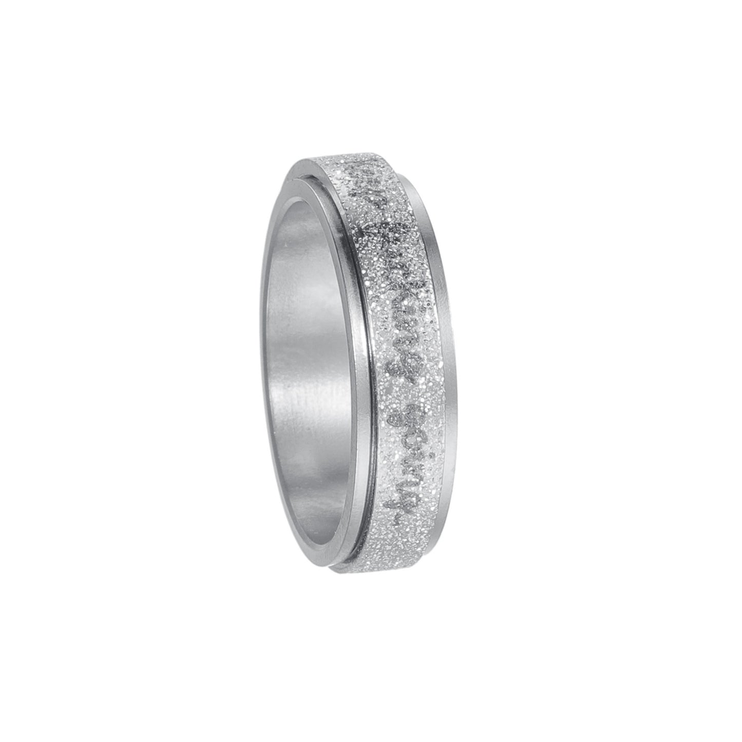 Planderful Collection Everyday Genie Rotatable Pearl Sand Titanium Steel Ring Unisex Durable For Men Women