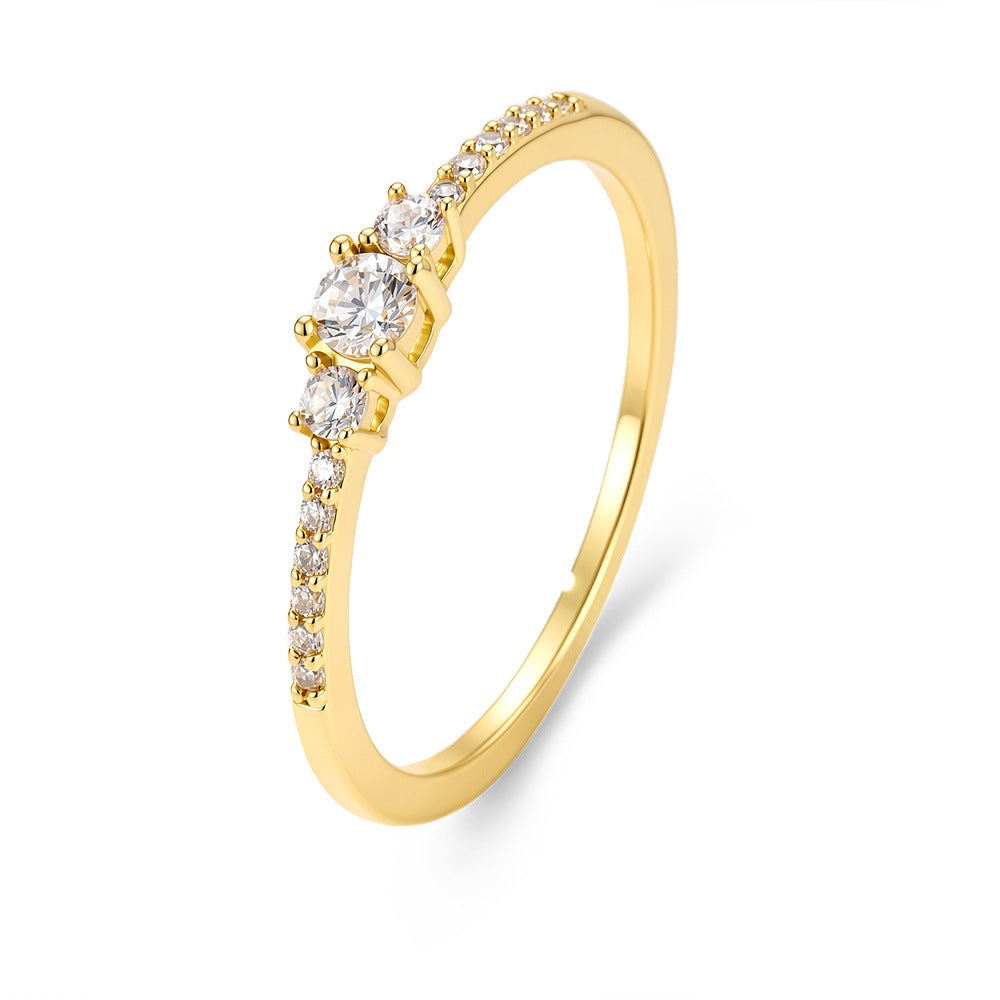 S925 Sterling Silver Round Zircon Ring Exquisite Zircon Ring