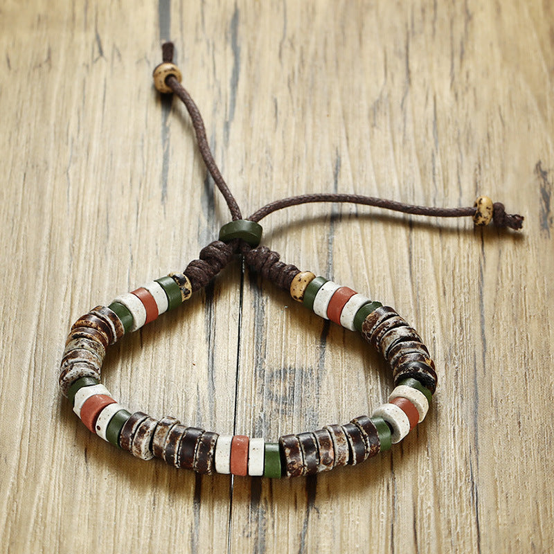 Adjustable Bracelet Wooden Accessories Stone Nylon Rope Bracelet Men's Factory Wholesale for Men