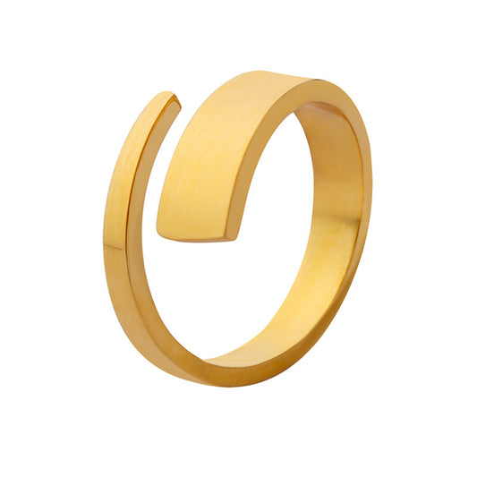 Modern Minimalist 18K Gold Plated Steel Twist Ring for Women