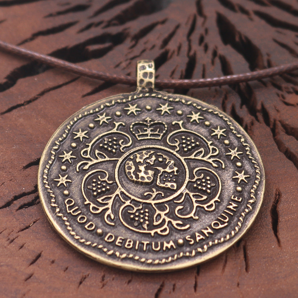 Retro Skull Pendant with Crown Rune Talisman Necklace - Norse Legacy Collection