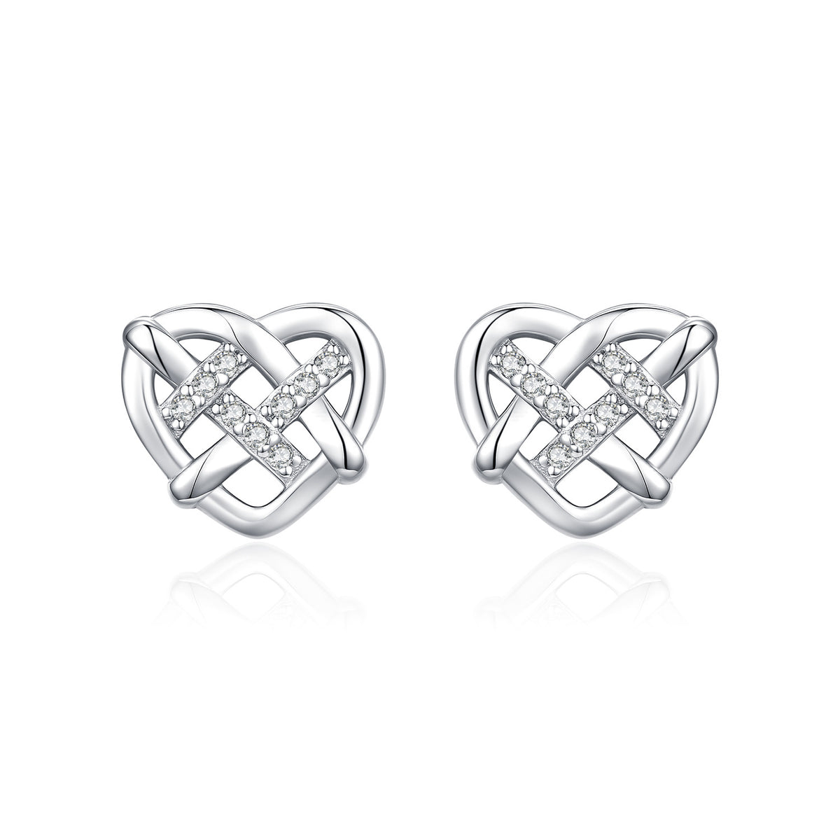 925 Sterling Silver Openwork Heart Moissanite Studs