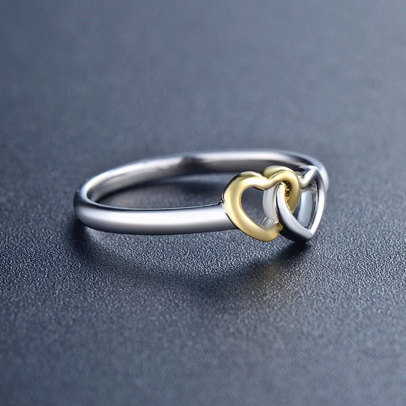 Heart-shaped Sterling Silver Hollow Ring for Women