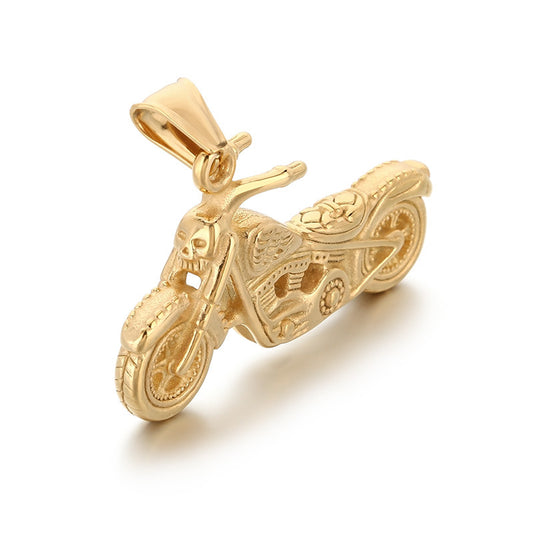 Planderful Skull Motorcycle Pendant For Men Titanium