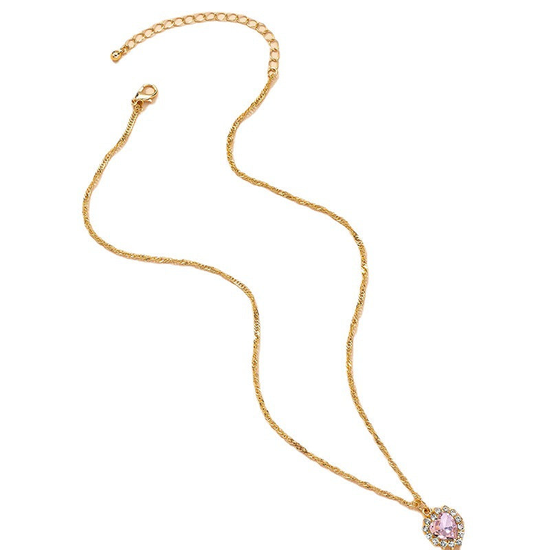 Golden Water Wave Love Necklace - Exquisite Cross-Border Fashion Jewelry for Women