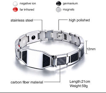 Carbon Fiber Black Stainless Steel Bracelet for Men