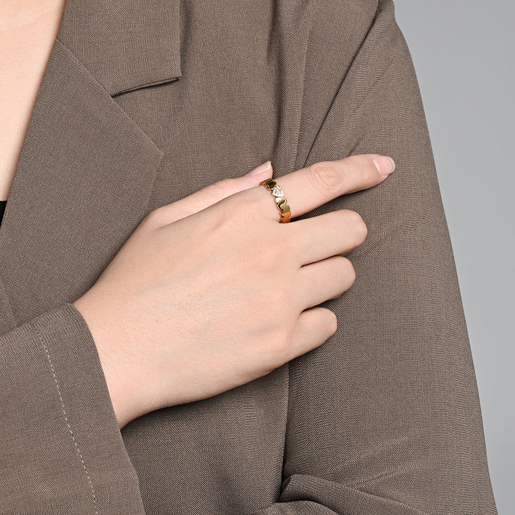 Stainless Steel Zircon Ring