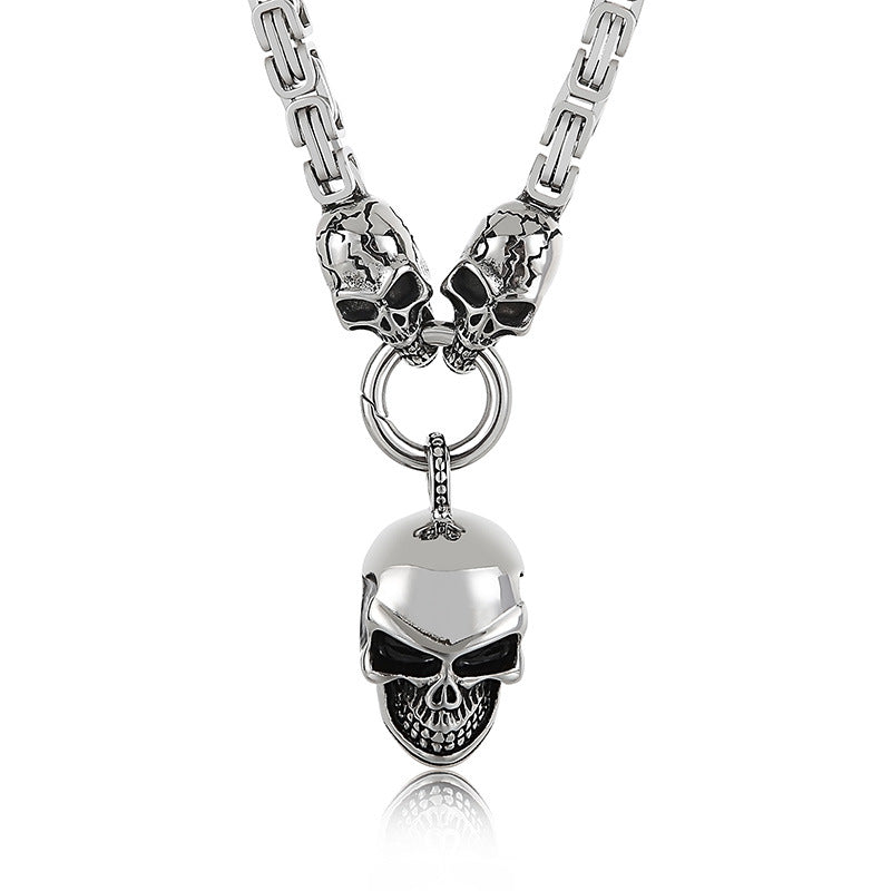 Bold Cross Skull Titanium Steel Necklace for Men - European and American Fashion Statement