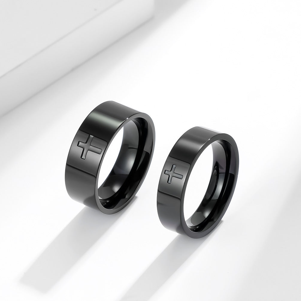Planderful Simple Cross Stainless Steel Ring for Men