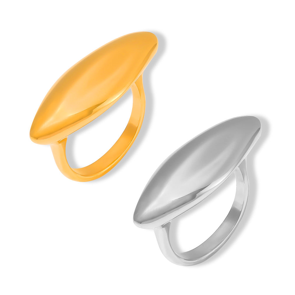 Golden Titanium Steel Geometric Index Finger Ring