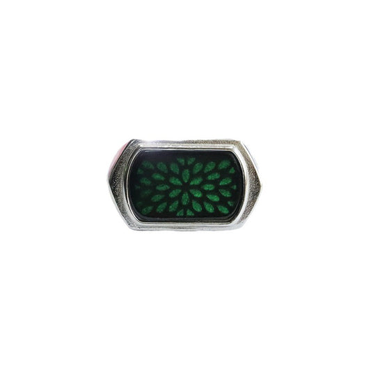 Dark Jadeite Saddle 925 Silver Ring