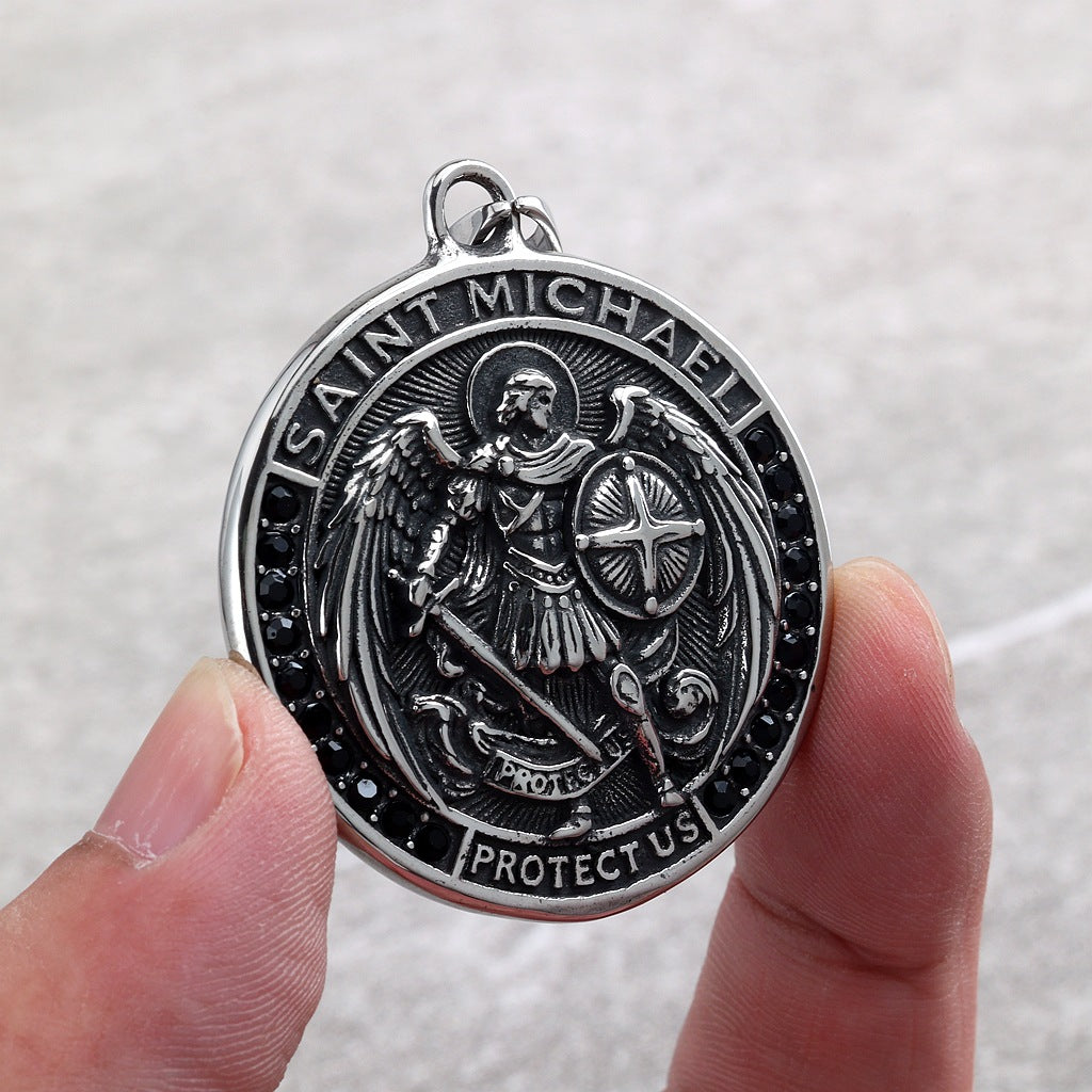 Vintage St. Michael Stainless Steel Men's Pendant Necklace