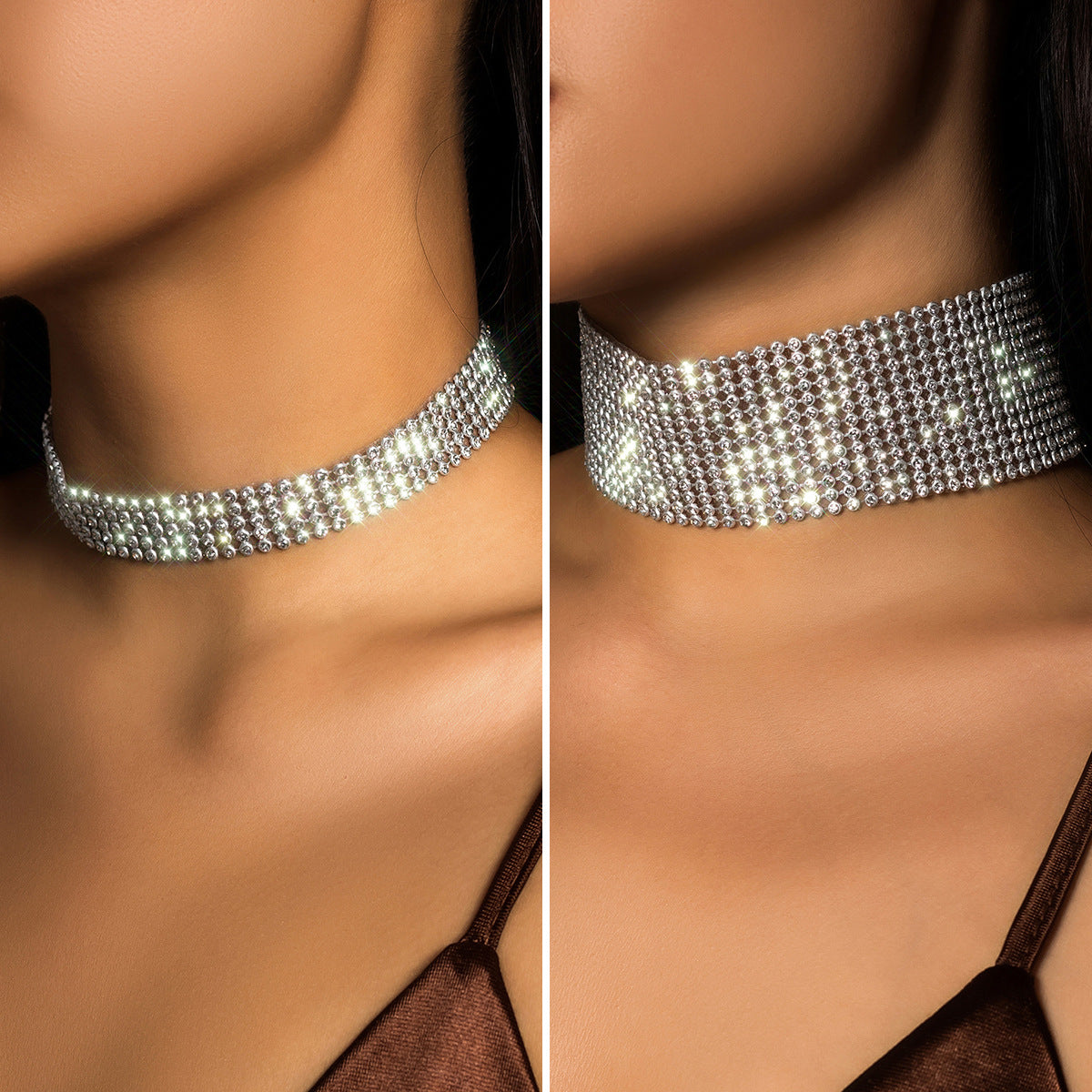 Dazzling Diamond Statement Necklace with Wide Face.