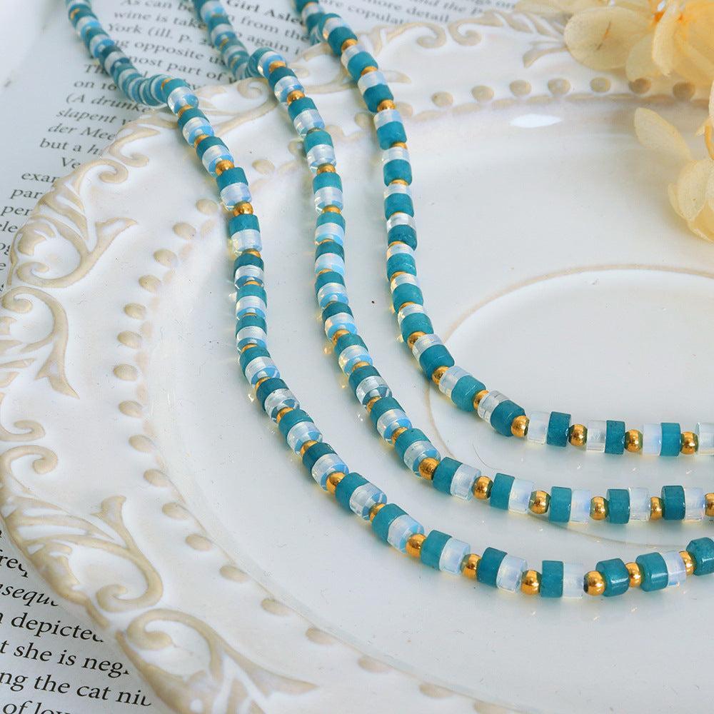 Luxurious 18K Gold-Plated Handmade Natural Stone Bead Necklace for Women by Planderful - Everyday Genie Collection