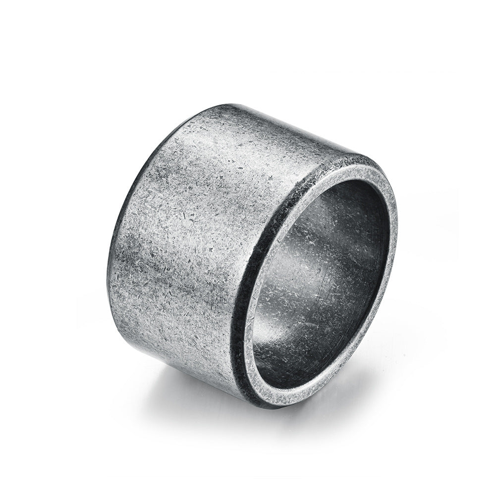 Planderful Titanium Steel Ring Flat Matte Brushed Finish Inside And Outside For Men Vintage Hip Hop Style