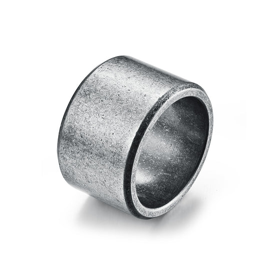 Planderful Titanium Steel Ring Flat Matte Brushed Finish Inside And Outside For Men Vintage Hip Hop Style