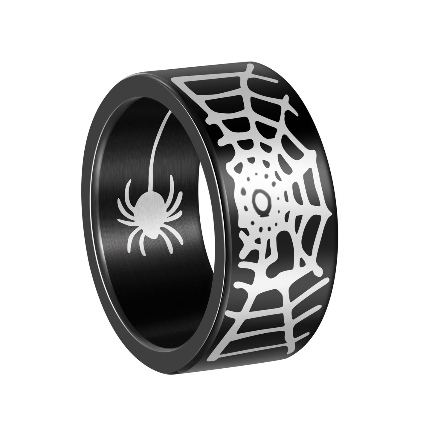 Planderful Spider Web Titanium Steel Ring 10MM Men Edition